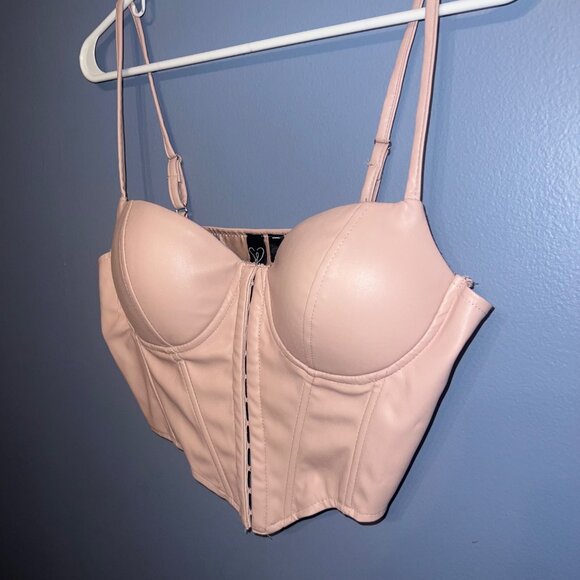 Windsor Women’s Bold Moment Light Pink Faux Leather Corset W Front Closure SZ M - Picture 2 of 10
